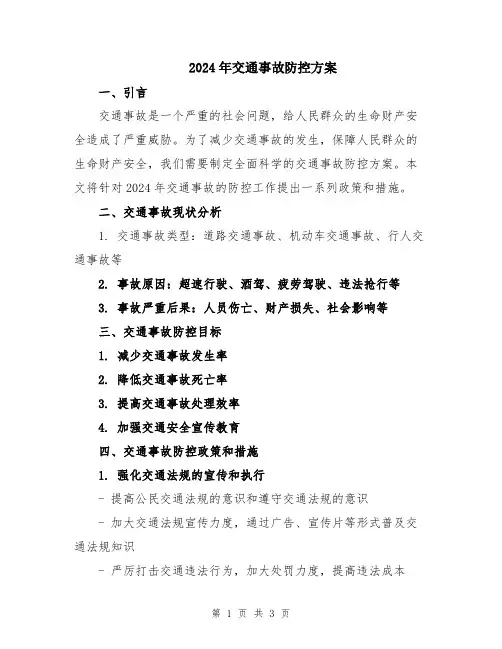 2024年交通事故防控方案