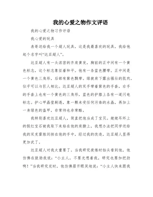 我的心爱之物作文评语