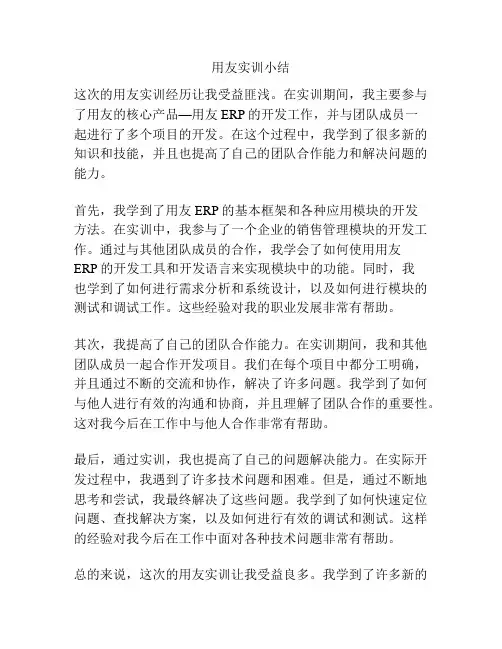 用友实训小结