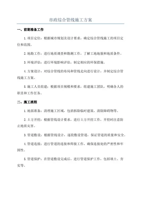 市政综合管线施工方案