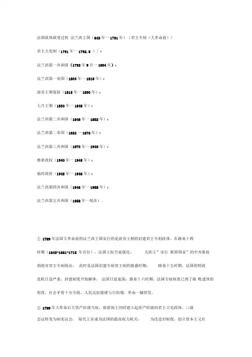 法国政体演变过程