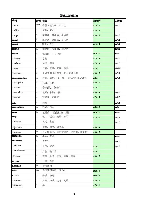 英语2级词汇