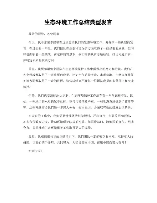 生态环境工作总结典型发言