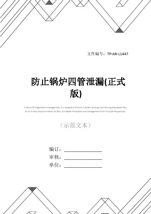 防止锅炉四管泄漏(正式版)