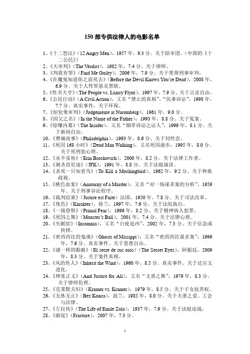 150部专供法律人的电影名单