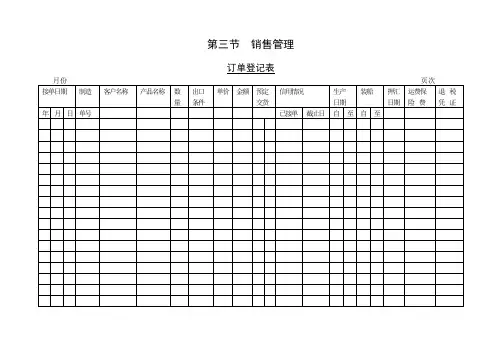 订单登记表