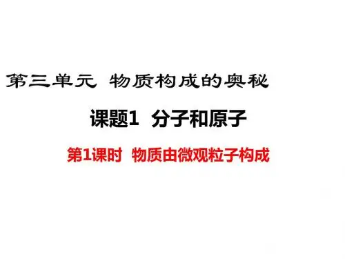 九年级化学物质由微观粒子构成