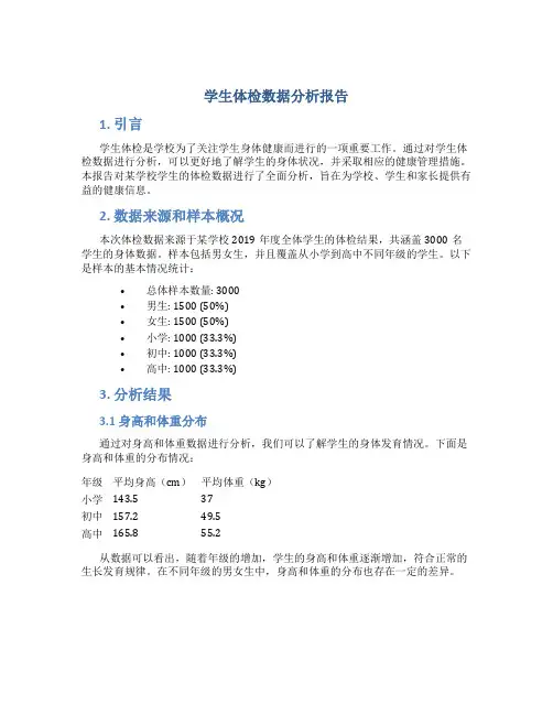学生体检数据分析报告