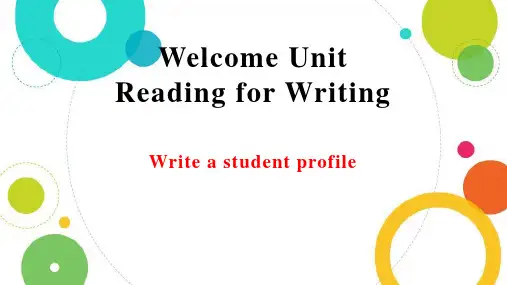 Welcome unit  Reading for Writing课件(共14张PPT)