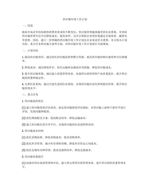 供应链年度工作计划