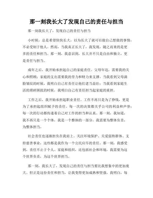 那一刻我长大了发现自己的责任与担当