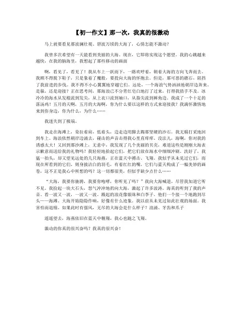【初一作文】那一次,我真的很激动