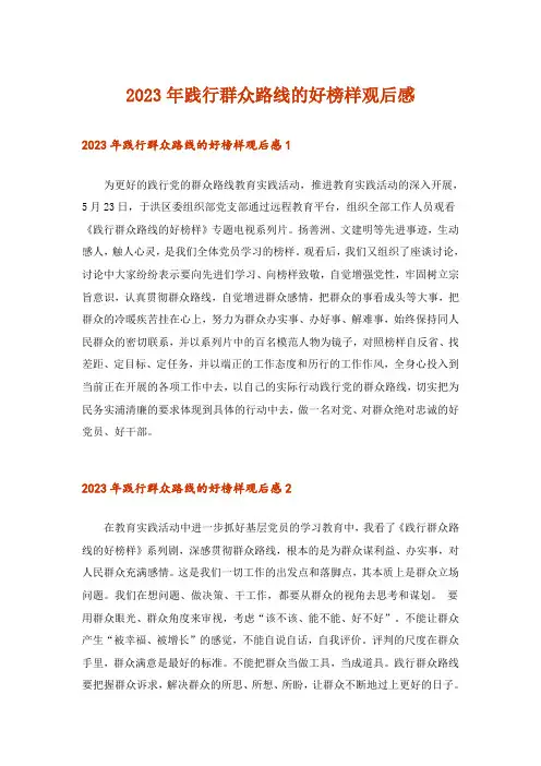 2023年文学_践行群众路线的好榜样观后感