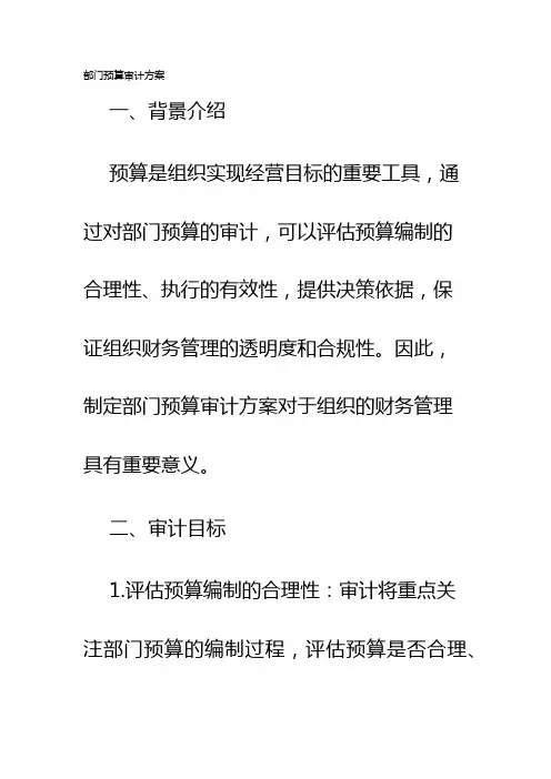 部门预算审计方案