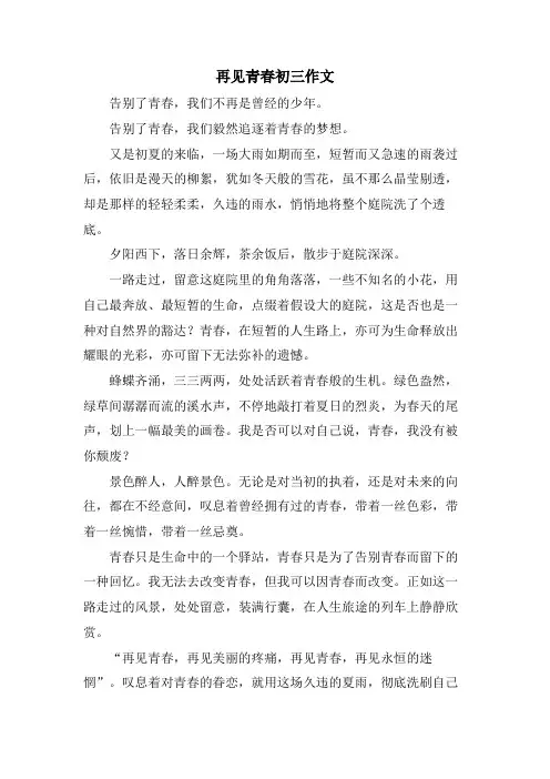 再见青春初三作文