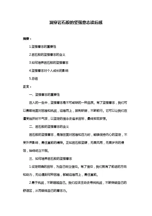 洞穿岩石般的坚强意志读后感