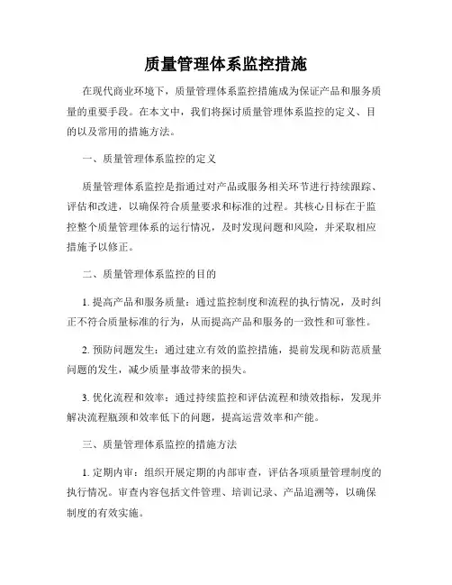 质量管理体系监控措施