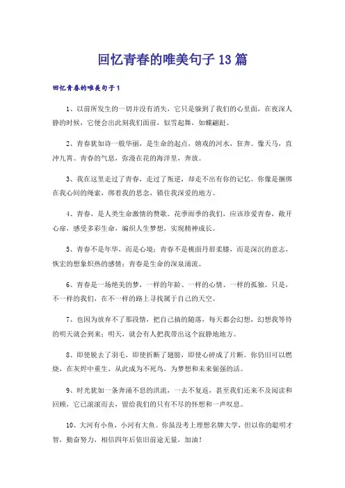 回忆青春的唯美句子13篇