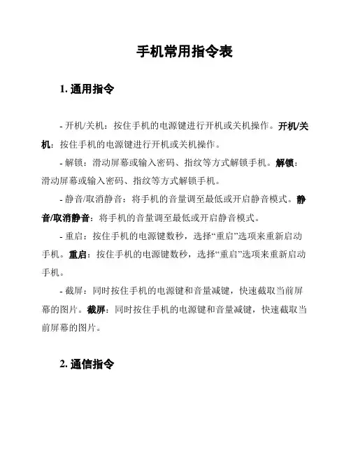 手机常用指令表