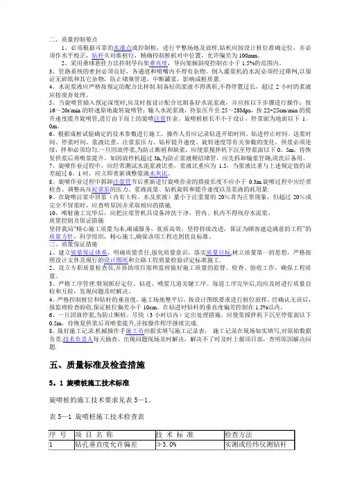 高压旋喷桩质量控制要点