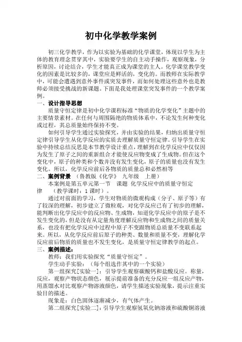 初中化学教学案例
