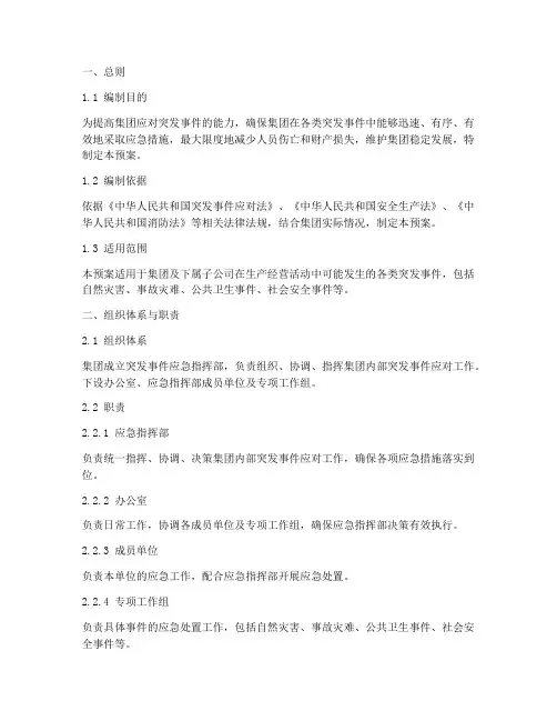 集团应急预案范本