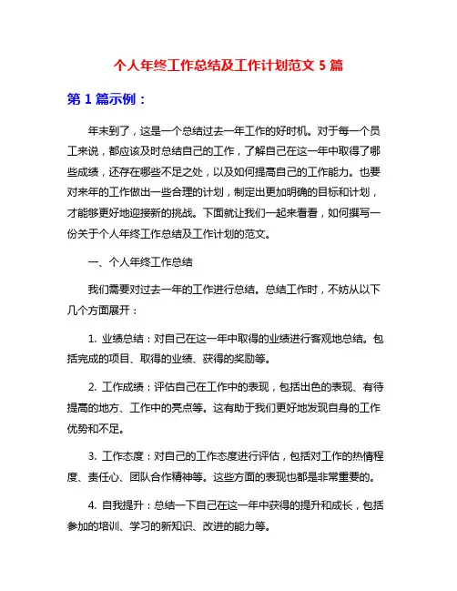 个人年终工作总结及工作计划范文5篇