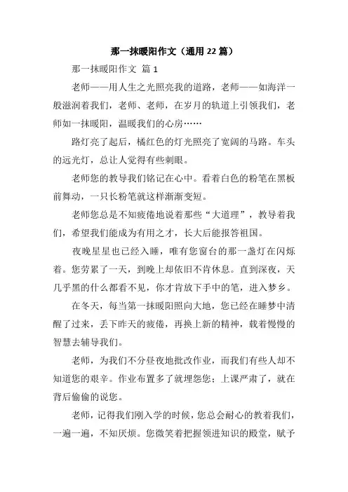 那一抹暖阳作文