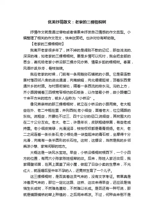 优美抒情散文：老家的三棵梧桐树