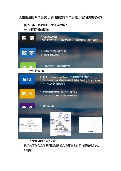 人生规划的6个高度，时间管理的5个流程，提高你的竞争力