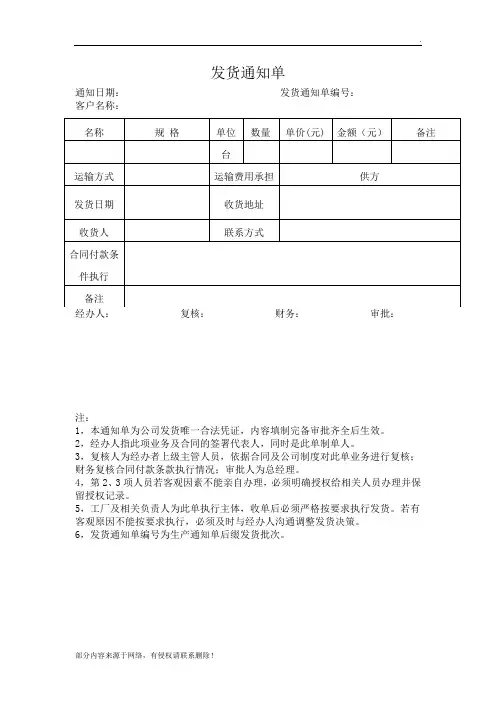 发货通知单