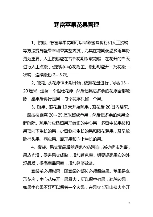寒富苹果花果管理