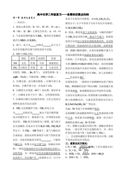 高中化学二年级详细总结