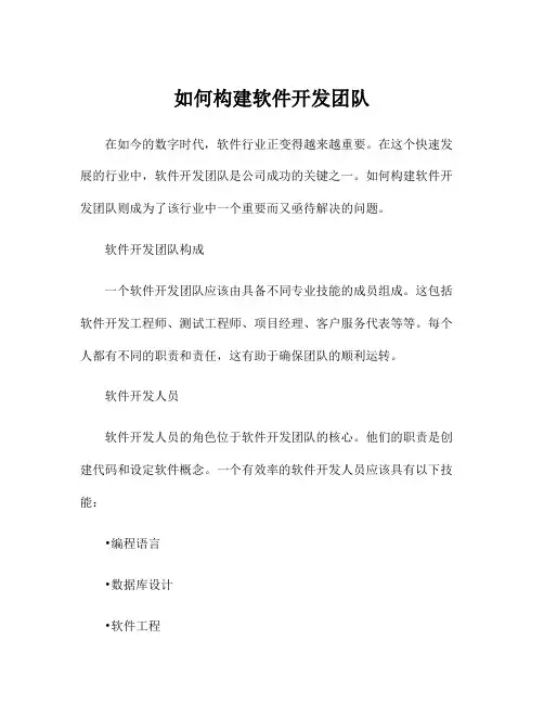 如何构建软件开发团队