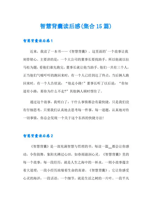 智慧背囊读后感(集合15篇)