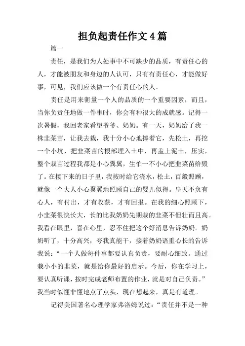 担负起责任作文4篇