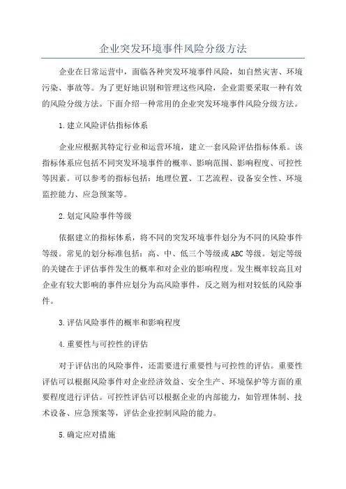 企业突发环境事件风险分级方法