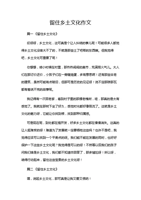 留住乡土文化作文