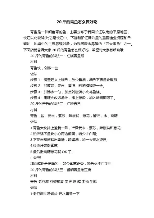 20斤的青鱼怎么做好吃
