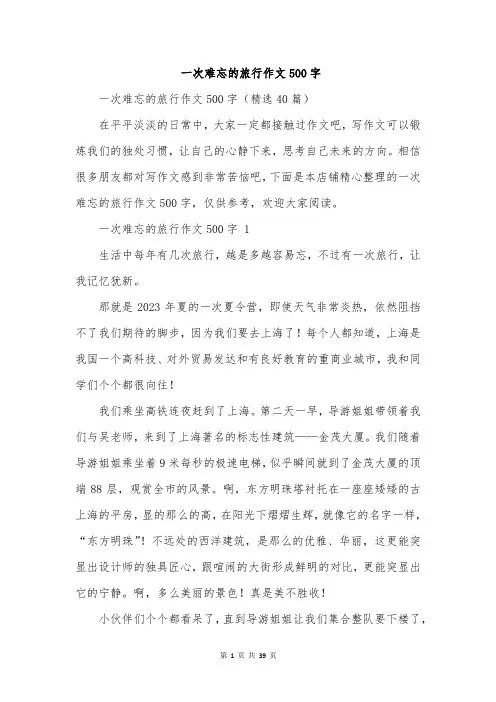 一次难忘的旅行作文500字