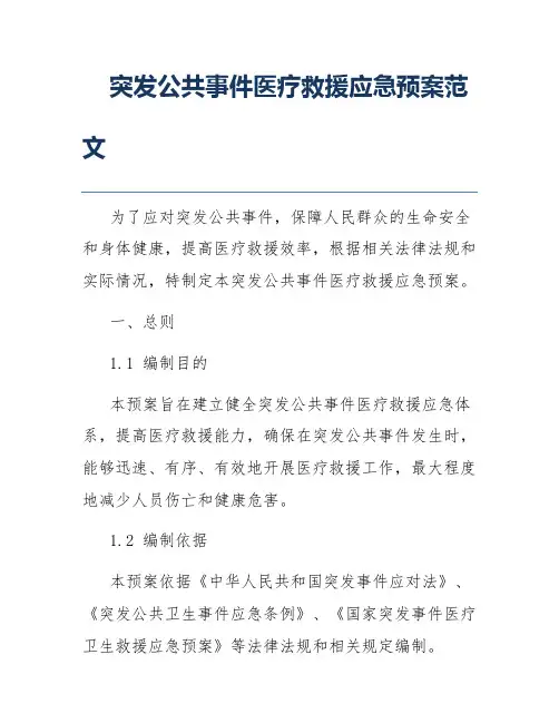 突发公共事件医疗救援应急预案范文