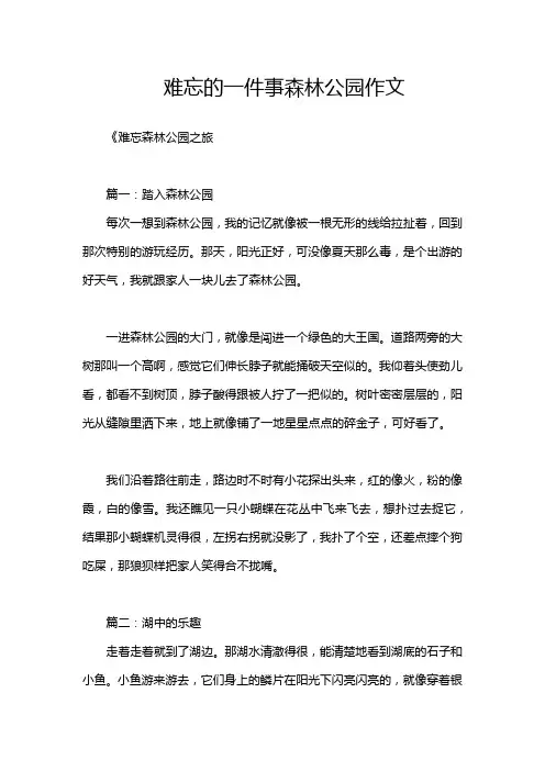 难忘的一件事森林公园作文