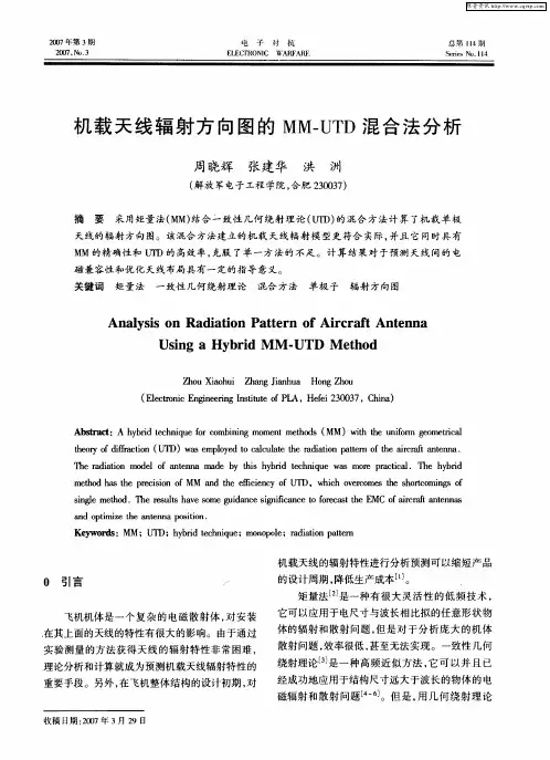 机载天线辐射方向图的MM—UTD混合法分析
