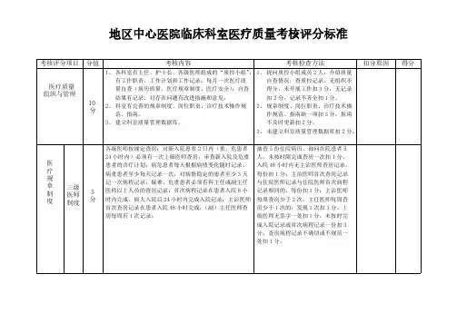 医疗质量考核评分表