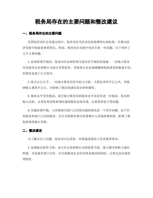税务局存在的主要问题和整改建议