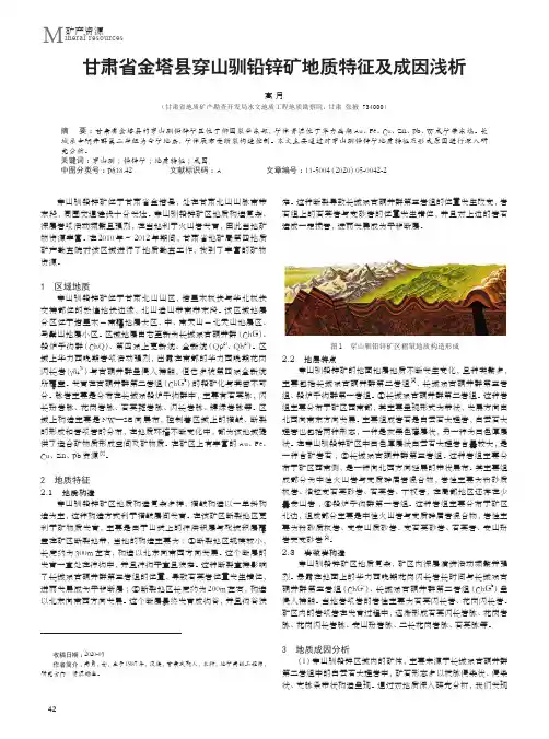 甘肃省金塔县穿山驯铅锌矿地质特征及成因浅析