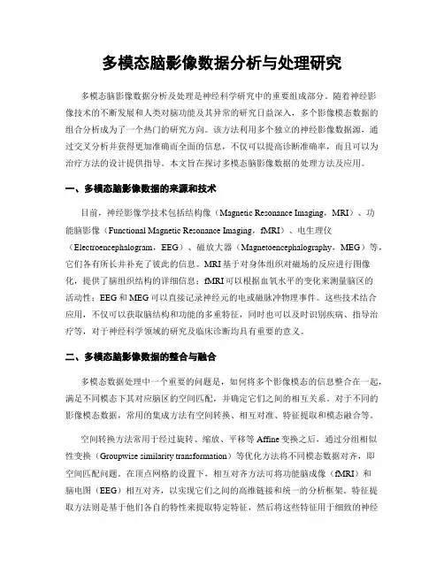 多模态脑影像数据分析与处理研究