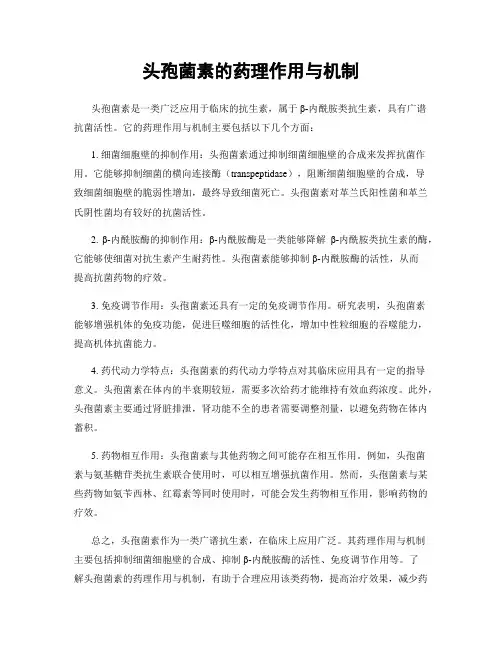 头孢菌素的药理作用与机制