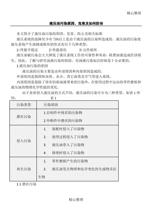 液压油污染原因、危害及如何防治