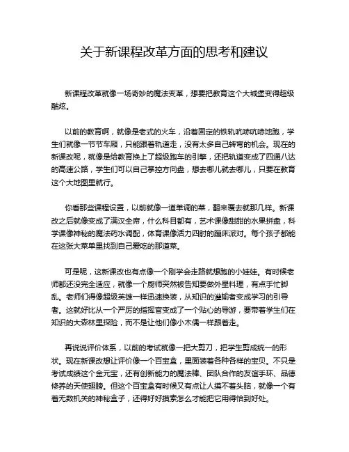 关于新课程改革方面的思考和建议